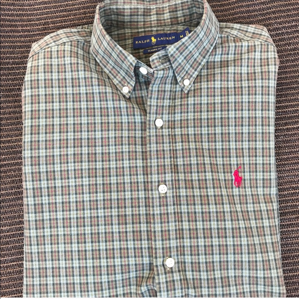 Ralph Lauren Brown/Green Button Down Size M - Picture 2 of 4